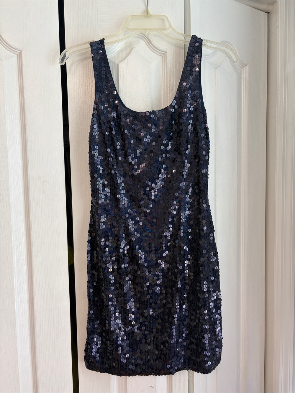 Sleeveless Navy Sequin Party Dress